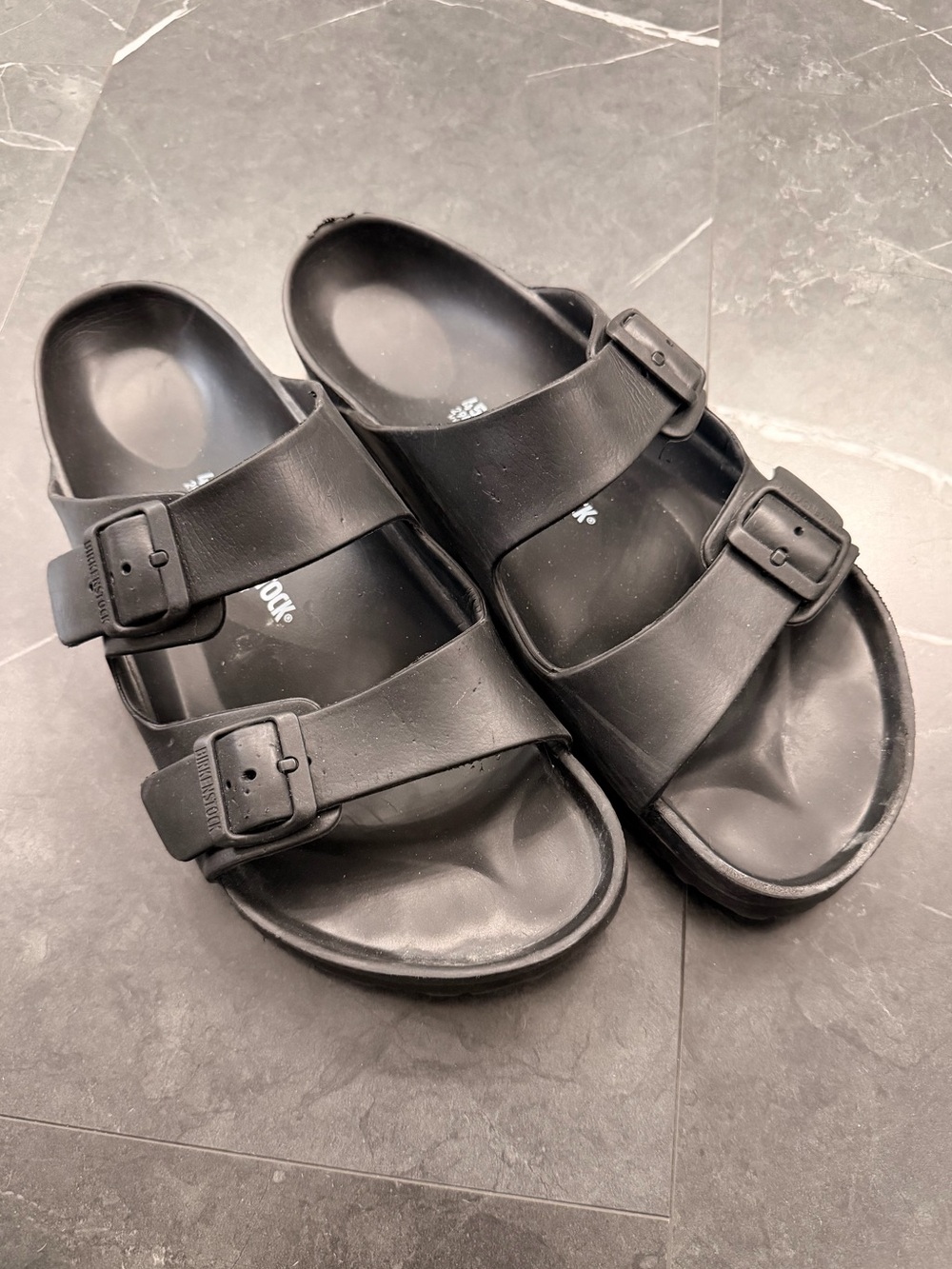 Birkenstock Unisex Black Arizona EVA Two-Strap Slide Sandals